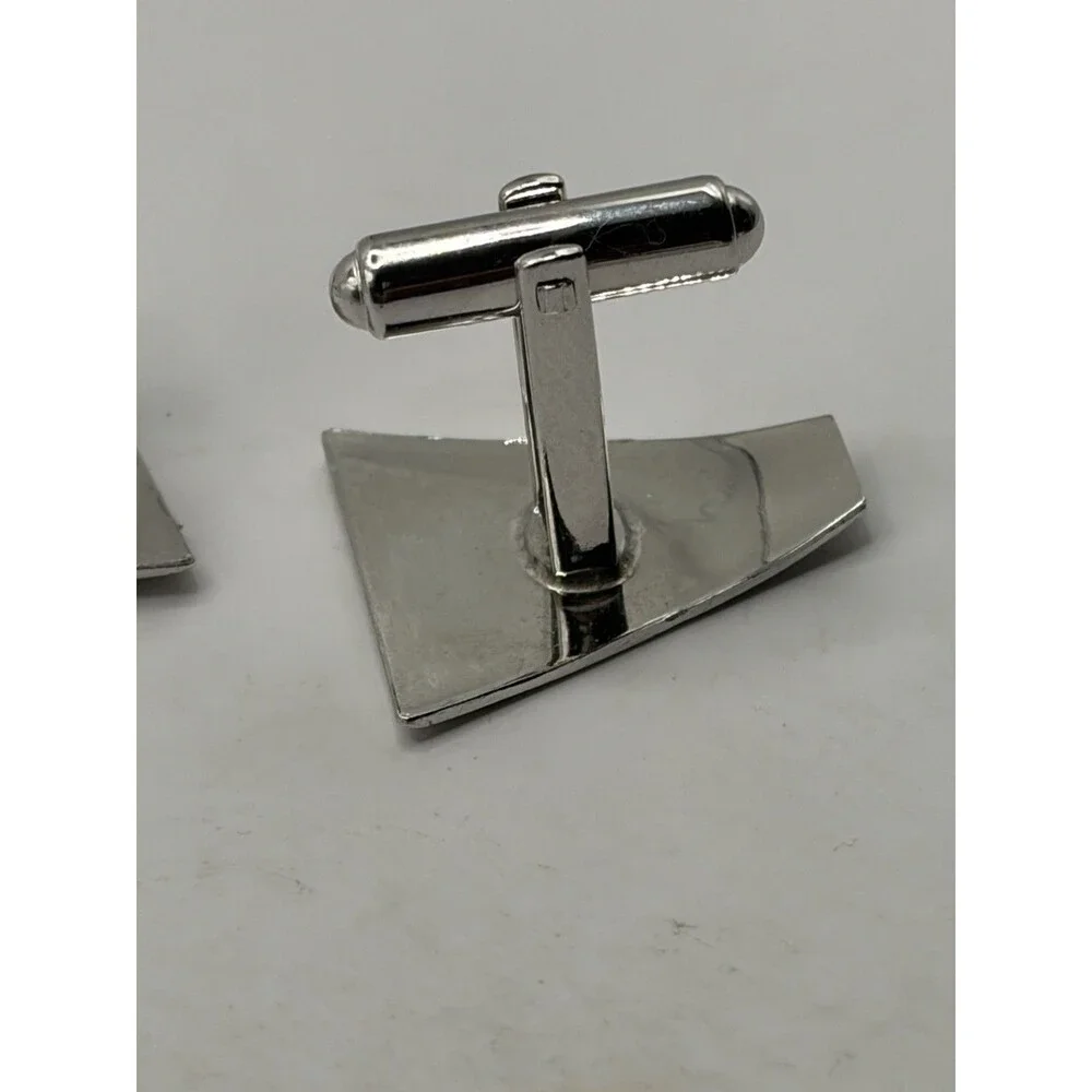 Sterling Silver Mid Century Scroll Engraved Triangle Cufflinks. 925